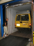 In de container